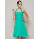 Charming Halter Sleeveless Pleats Bowknot Short Chiffon Bridesmaid Dresses