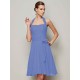Charming Halter Sleeveless Pleats Bowknot Short Chiffon Bridesmaid Dresses