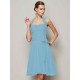 Charming Halter Sleeveless Pleats Bowknot Short Chiffon Bridesmaid Dresses