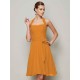 Charming Halter Sleeveless Pleats Bowknot Short Chiffon Bridesmaid Dresses