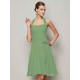 Charming Halter Sleeveless Pleats Bowknot Short Chiffon Bridesmaid Dresses