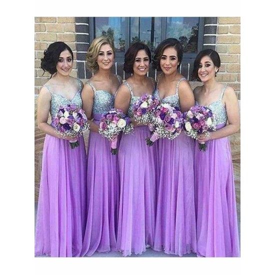 Charming Sleeveless Sweetheart Sequin Chiffon Bridesmaid Dresses
