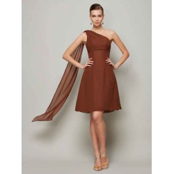 Classy Sleeveless One Shoulders Pleats Short Chiffon Bridesmaid Dresses