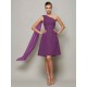Classy Sleeveless One Shoulders Pleats Short Chiffon Bridesmaid Dresses
