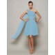 Classy Sleeveless One Shoulders Pleats Short Chiffon Bridesmaid Dresses