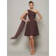 Classy Sleeveless One Shoulders Pleats Short Chiffon Bridesmaid Dresses