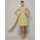Classy Sleeveless One Shoulders Pleats Short Chiffon Bridesmaid Dresses