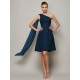 Classy Sleeveless One Shoulders Pleats Short Chiffon Bridesmaid Dresses