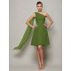 Classy Sleeveless One Shoulders Pleats Short Chiffon Bridesmaid Dresses