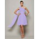 Classy Sleeveless One Shoulders Pleats Short Chiffon Bridesmaid Dresses