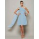 Classy Sleeveless One Shoulders Pleats Short Chiffon Bridesmaid Dresses