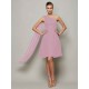 Classy Sleeveless One Shoulders Pleats Short Chiffon Bridesmaid Dresses