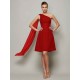 Classy Sleeveless One Shoulders Pleats Short Chiffon Bridesmaid Dresses