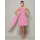 Classy Sleeveless One Shoulders Pleats Short Chiffon Bridesmaid Dresses