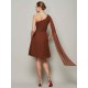 Classy Sleeveless One Shoulders Pleats Short Chiffon Bridesmaid Dresses