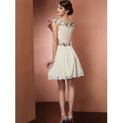 Chic Sleeveless Beading Applique Short Chiffon Bridesmaid Dresses