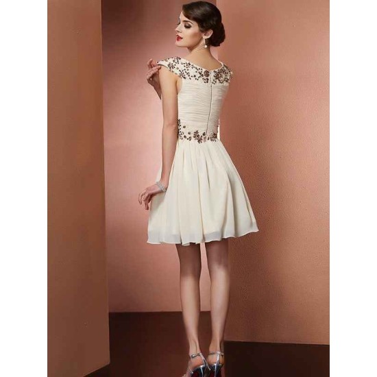 Chic Sleeveless Beading Applique Short Chiffon Bridesmaid Dresses