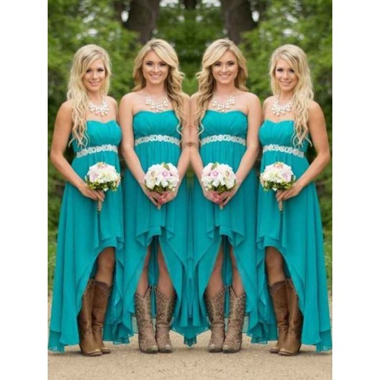 Gorgeous Sweetheart Sleeveless Asymmetrical Beading Chiffon Bridesmaid Dresses