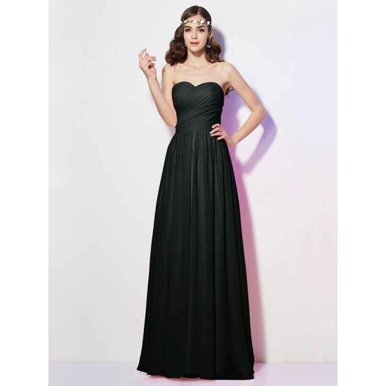 Gorgeous Sweetheart Sleeveless Long Pleats Chiffon Bridesmaid Dresses