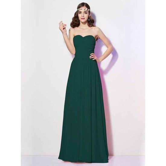 Gorgeous Sweetheart Sleeveless Long Pleats Chiffon Bridesmaid Dresses