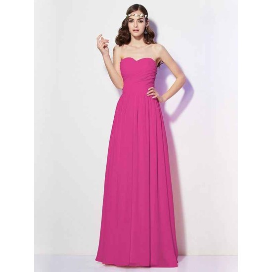Gorgeous Sweetheart Sleeveless Long Pleats Chiffon Bridesmaid Dresses