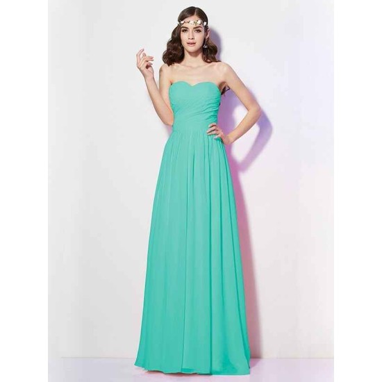 Gorgeous Sweetheart Sleeveless Long Pleats Chiffon Bridesmaid Dresses
