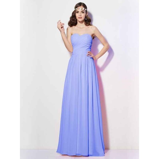 Gorgeous Sweetheart Sleeveless Long Pleats Chiffon Bridesmaid Dresses