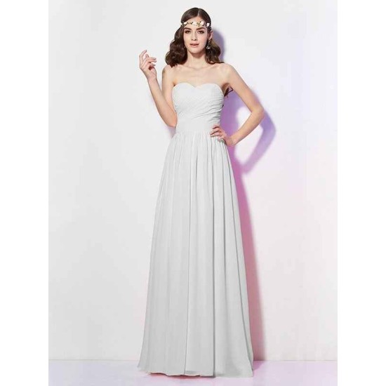 Gorgeous Sweetheart Sleeveless Long Pleats Chiffon Bridesmaid Dresses