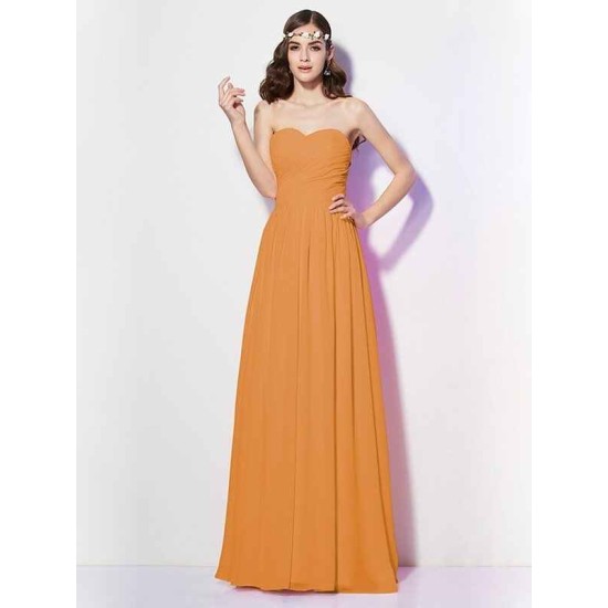 Gorgeous Sweetheart Sleeveless Long Pleats Chiffon Bridesmaid Dresses