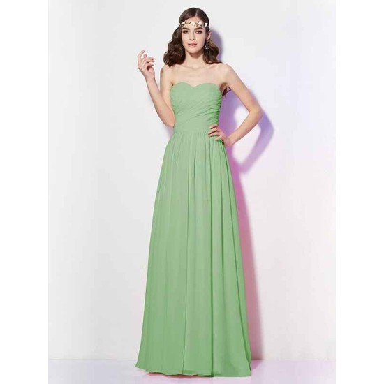 Gorgeous Sweetheart Sleeveless Long Pleats Chiffon Bridesmaid Dresses
