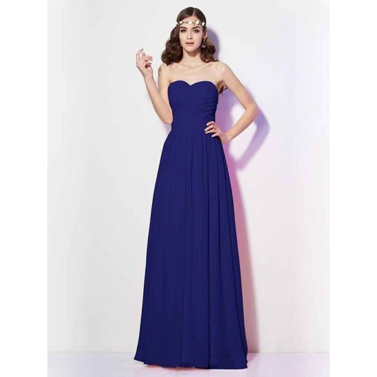 Gorgeous Sweetheart Sleeveless Long Pleats Chiffon Bridesmaid Dresses