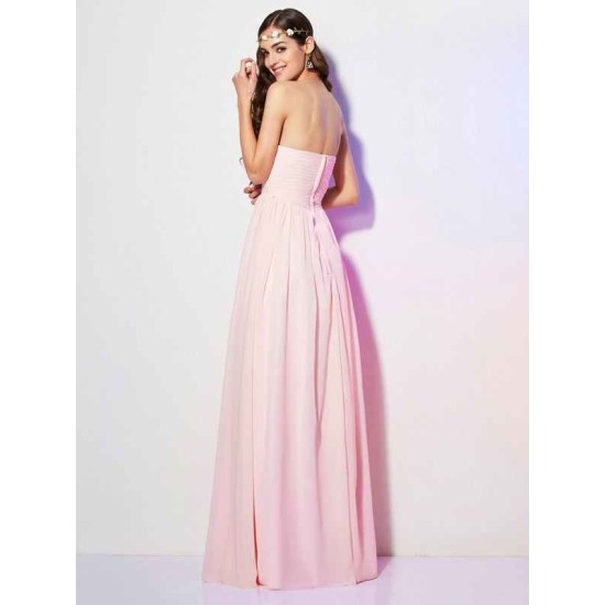 Gorgeous Sweetheart Sleeveless Long Pleats Chiffon Bridesmaid Dresses