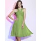 Charming Halter Sleeveless Pleats Short Chiffon Bridesmaid Dresses