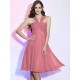 Charming Halter Sleeveless Pleats Short Chiffon Bridesmaid Dresses