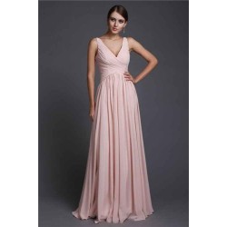 V-Neck Elegant Sleeveless Long Ruffles Chiffon Bridesmaid Dresses