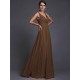 V-Neck Elegant Sleeveless Long Ruffles Chiffon Bridesmaid Dresses