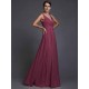 V-Neck Elegant Sleeveless Long Ruffles Chiffon Bridesmaid Dresses