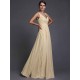 V-Neck Elegant Sleeveless Long Ruffles Chiffon Bridesmaid Dresses