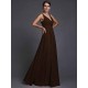 V-Neck Elegant Sleeveless Long Ruffles Chiffon Bridesmaid Dresses