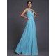V-Neck Elegant Sleeveless Long Ruffles Chiffon Bridesmaid Dresses
