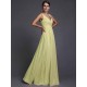 V-Neck Elegant Sleeveless Long Ruffles Chiffon Bridesmaid Dresses