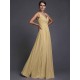 V-Neck Elegant Sleeveless Long Ruffles Chiffon Bridesmaid Dresses