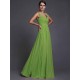 V-Neck Elegant Sleeveless Long Ruffles Chiffon Bridesmaid Dresses