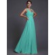 V-Neck Elegant Sleeveless Long Ruffles Chiffon Bridesmaid Dresses