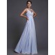 V-Neck Elegant Sleeveless Long Ruffles Chiffon Bridesmaid Dresses
