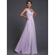 V-Neck Elegant Sleeveless Long Ruffles Chiffon Bridesmaid Dresses