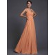 V-Neck Elegant Sleeveless Long Ruffles Chiffon Bridesmaid Dresses