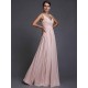 V-Neck Elegant Sleeveless Long Ruffles Chiffon Bridesmaid Dresses