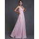 V-Neck Elegant Sleeveless Long Ruffles Chiffon Bridesmaid Dresses