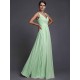 V-Neck Elegant Sleeveless Long Ruffles Chiffon Bridesmaid Dresses